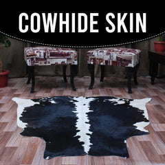 Luxury Cowhide Rug - Dark Brown & White Hair, Hypoallergenic, Handcrafted, Durable - Versatile, Unique Beauty - Bedroom/Living Room Decor
