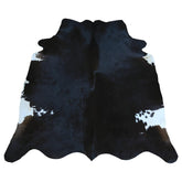 Luxurious Medium Cowhide Rug with Unique Dark Brown & White Hair - Hypoallergenic - Durable for Bedroom/Living Room