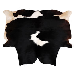 Luxurious Dark Brown and White Cowhide Rug | Medium Size | Handcrafted | Hypoallergenic & Non-Slip | Unique Natural Markings