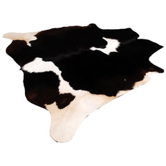 Luxurious Dark Brown and White Cowhide Rug | Medium Size | Handcrafted | Hypoallergenic & Non-Slip | Unique Natural Markings