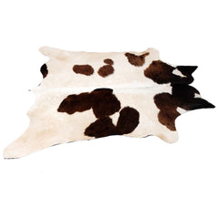 Luxury Handcrafted Brown & White Cowhide Rug - Hypoallergenic, Non-Slip Backing, Unique Natural Beauty - Durable - Versatile Home Decor
