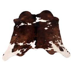 Luxury Handcrafted Natural Cowhide Rug in Classic Brown and White - Hypoallergenic, Non-Slip Backing, One-of-a-Kind Beauty for Home Décor