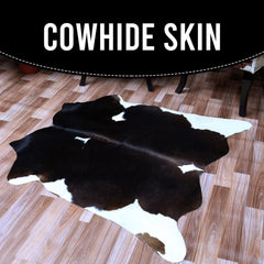 Luxury Dark Brown & White Cowhide Rug | Hypoallergenic - Non-Slip | Handcrafted Natural Hide | Durable - Versatile Décor