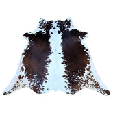 Luxury Dark Brown & White Cowhide Rug - Hypoallergenic - Handcrafted Medium Size Area Rug for Modern Home Décor