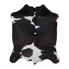 Luxurious Medium Brown & White Cowhide Rug | Hypoallergenic, Non-Slip Backing | Handcrafted Natural Hide | Unique Markings | Durable