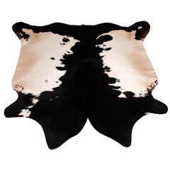 Luxurious Medium Brown & White Cowhide Rug with Hypoallergenic Properties - Unique Animal Pattern - Handcrafted Natural Hide for Timeless