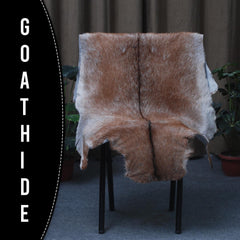 Luxurious Handpicked Brown & White Premium Goat Skin Rug - Eco-Friendly - Sustainable, Non-Slip Suede Back, Hypoallergenic - Timeless