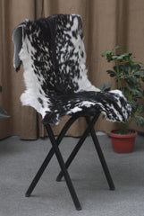 Modern Sophistication: Genuine Black and White Goat Skin Throw Rug for Home Decor - Non-Slippery Back, Hypoallergenic, and Unique Natural
