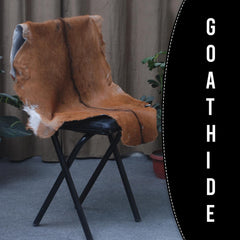 Premium Brown & White Goat Hide Rug - Luxury Hair-on Goatskin Rug, Sustainable - Eco-Friendly, Unique Patterns, Non-Slip Suede Back