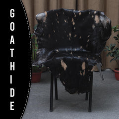 Luxury Black and Brown Goat Hide Rug - Premium Natural Hair-On Goat Skin Rug for Elegant Home Decor