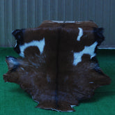 Luxurious Brown & White Goat Hide Rug - Premium Hair-On Skin Rug for Elegant Home Decor