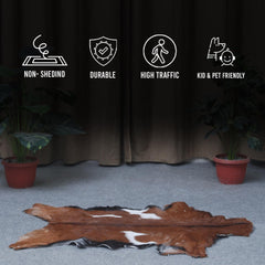 Luxurious Brown & White Goat Hide Rug - Premium Hair-On Skin Rug for Elegant Home Decor