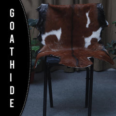 Luxurious Brown & White Goat Hide Rug - Premium Hair-On Skin Rug for Elegant Home Decor