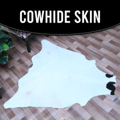 Luxurious Brown & White Cowhide Rug | Handcrafted Medium Size with Unique Animal Pattern | Hypoallergenic - Durable Hide for Rustic Charm