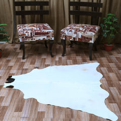 Luxurious Brown & White Cowhide Rug | Handcrafted Medium Size with Unique Animal Pattern | Hypoallergenic - Durable Hide for Rustic Charm