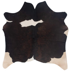 Luxurious Medium Cowhide Rug with Natural Dark Brown & White Hair - Hypoallergenic, Handcrafted, Durable, and Unique Beauty