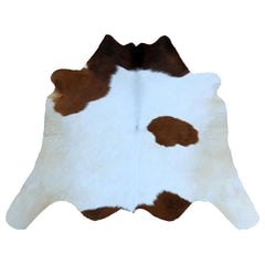 Luxury Dark Brown & White Cowhide Rug - Hypoallergenic, Non-Slip Backing, Handcrafted Natural Hide Rug for Bedroom/Living Room