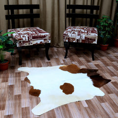 Luxury Dark Brown & White Cowhide Rug - Hypoallergenic, Non-Slip Backing, Handcrafted Natural Hide Rug for Bedroom/Living Room