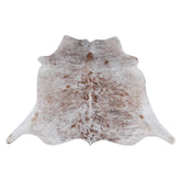 Rustic Charm: Handcrafted Medium Cowhide Rug - Classic Brown and White Hair Rug for Bedroom/Living Room - Durable, Hypoallergenic,