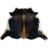 Luxury Handcrafted Medium Brown & White Cowhide Rug for Bedroom/Living Room Décor - Hypoallergenic, Non-Slip Backing, Durable - Unique