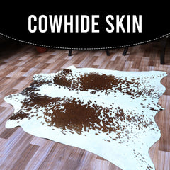 Handcrafted Luxury Medium Cowhide Rug | Classic Brown & White | Hypoallergenic, Non-Slip Backing | Unique Natural Beauty | Durable