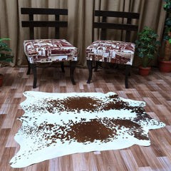 Handcrafted Luxury Medium Cowhide Rug | Classic Brown & White | Hypoallergenic, Non-Slip Backing | Unique Natural Beauty | Durable