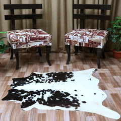 Luxurious Dark Brown & White Cowhide Rug - Small Animal Print, Hypoallergenic, Non-Slip Suede Back, Handcrafted - Durable