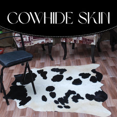 Luxury Black and White Cowhide Rug - Hypoallergenic, Non-Shedding, Handcrafted for Unique Natural Beauty - Small Size for Home Decor