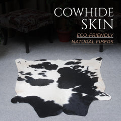 Luxury Small Black and White Cowhide Rug - Hypoallergenic Hair on Salt & Pepper Rug for Home Decor - Handcrafted Quality Rug