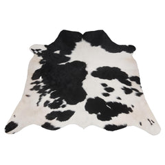 Luxury Small Black and White Cowhide Rug - Hypoallergenic Hair on Salt & Pepper Rug for Home Decor - Handcrafted Quality Rug