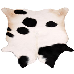 Luxurious Small Cowhide Rug - Hypoallergenic Dark Brown & White Animal Print Rug for Bedroom - Living Room - Non Slip Suede Back