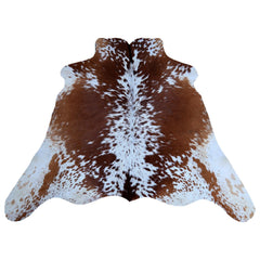Luxury Brown White Cowhide Rug | Hypoallergenic Non Slippery | Handcrafted Natural Hide | Unique & Versatile Area Rug | Free UK Shipping