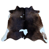 Luxurious Dark Brown and White Cowhide Rug Hypoallergenic Small Animal Print Non-Slip Soft Hide for Home Decor - Free UK Shipping