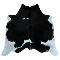 Luxury Brown and White Cowhide Rug, Small Size, Hypoallergenic, Non-Slip Suede Back, Unique Natural Beauty, Free Shipping in UK
