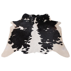 Luxurious Medium Black and White Cowhide Rug - Hypoallergenic, Handcrafted, and Durable for Modern Home Decor