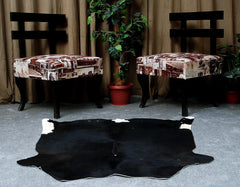 Luxurious Black and White Cowhide Rug - Hypoallergenic, Handcrafted, Unique Beauty - Medium Size for Home Decor