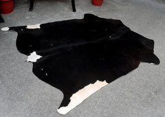 Luxurious Black and White Cowhide Rug - Hypoallergenic, Handcrafted, Unique Beauty - Medium Size for Home Decor