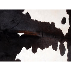 Luxurious Dark Brown and White Cowhide Rug with Hair Animal Pattern - Medium Size rug for Rustic Charm and Warmth