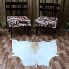 Luxurious Medium Brown and White Cowhide Rug - Hypoallergenic, Non-Slip Backing, Handcrafted, Unique Markings - Perfect for Bedroom/Living