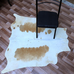 Rustic Charm Medium Brown & White Cowhide Rug - Handcrafted, Hypoallergenic, Unique Beauty - Durable - Elegant for Living Room/Bedroom