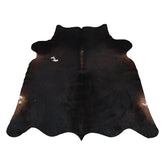 Luxurious Dark Brown & White Cowhide Rug | Hypoallergenic - Non-Slip | Handcrafted Natural Hair-on Hide | Durable - Unique Beauty