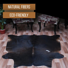 Luxurious Dark Brown & White Cowhide Rug | Hypoallergenic - Non-Slip | Handcrafted Natural Hair-on Hide | Durable - Unique Beauty
