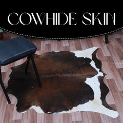 Luxurious Dark Brown & White Cowhide Rug - Hypoallergenic Medium Size Rug with Non-Slip Backing for Modern Home Decor