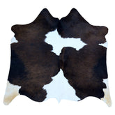 Rustic Charm Cowhide Rug: Medium Dark Brown & White - Handcrafted, Durable, Versatile for Modern Home Decor