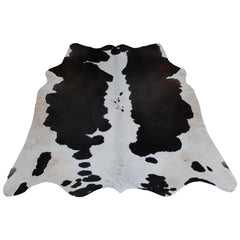 Luxurious Dark Brown & White Cowhide Rug - Hypoallergenic, Non-Slip Backing, Handcrafted Natural Hide, Unique Markings, Durable - Versatile