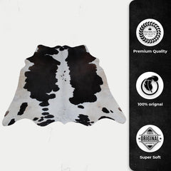 Luxurious Dark Brown & White Cowhide Rug - Hypoallergenic, Non-Slip Backing, Handcrafted Natural Hide, Unique Markings, Durable - Versatile