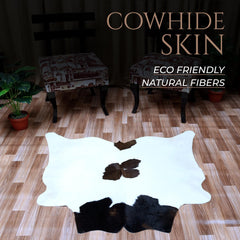 Luxury Dark Brown & White Cowhide Rug - Medium Size Hypoallergenic Area Rug with Unique Natural Beauty for Rustic Charm