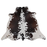 Luxurious Medium Brown & White Cowhide Rug - Hypoallergenic, Non-Shedding, Handcrafted Natural Beauty, Durable - Versatile