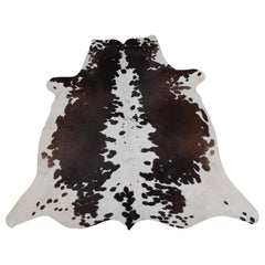 Luxurious Medium Brown & White Cowhide Rug - Hypoallergenic, Non-Shedding, Handcrafted Natural Beauty, Durable - Versatile