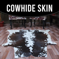 Luxurious Medium Brown & White Cowhide Rug - Hypoallergenic, Non-Shedding, Handcrafted Natural Beauty, Durable - Versatile